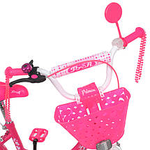 Велосипед дитячий двоколісний з кошиком PROF1 Princess Y1413-1 14 дюймів Малиновий, фото 2
