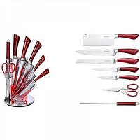Набор кухонных нержавеющих ножей с подставкой Royalty Royalty Line RL-KSS 804 красный