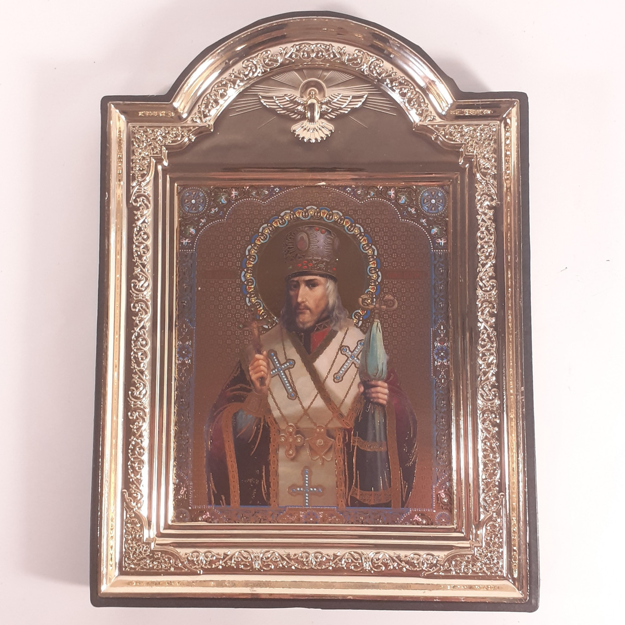 Ікона Іоасаф єпископ Белгородський святий, лик 10х12 см, у пластиковій чорній рамці, фото 1