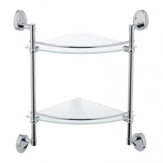 Полиця скляна кутова Frap F1907-2, 2-х ярусна, 290х290 мм, фото 1