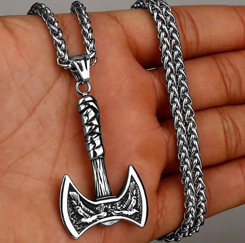Чоловічий кулон із ланцюжком сталевий амулет підвіска Сокира, фото 1