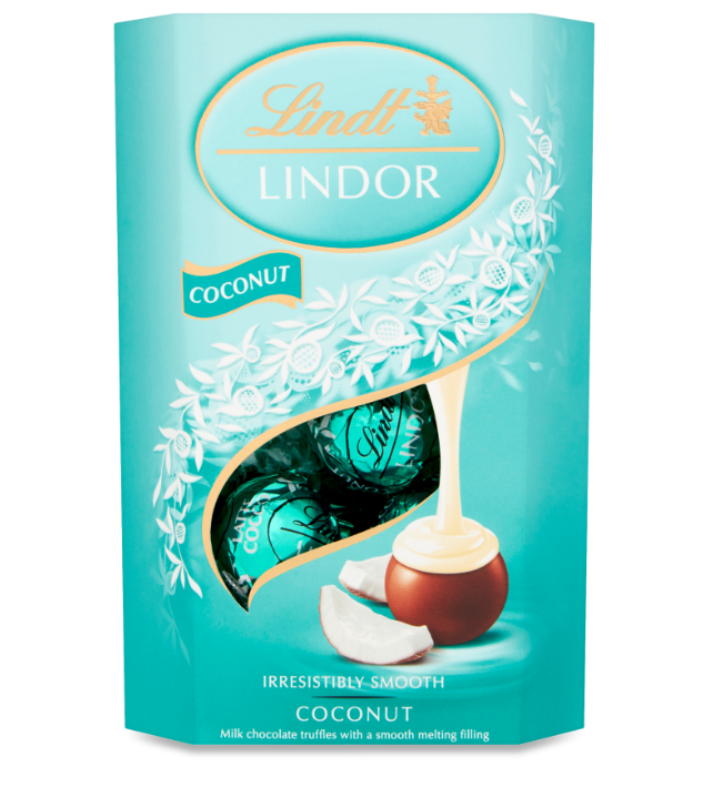 Шоколадні цукерки Lindt Lindor Cornet Coconut з кокосом, 200 г.