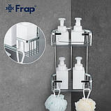 Полиця кутова Frap F351-1, 2-х ярусна, 240х320 мм, хром, фото 4