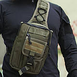 Чоловіча тактична сумка через плече STORMBAG зелена олива з тканини, фото 4