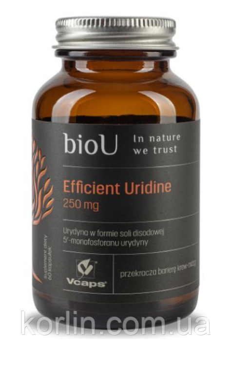 Уридин 250 мг 60 кап BioU Efficient Uridine 250 mg Доставка з ЄС, фото 1