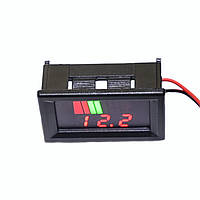 Індикатор заряду акум. з LED індик. та вольтметром 12-60V для Li-ion (0,56'' черв.)