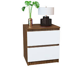 Тумба нічна з ящиками Стиль Дуб Родос темний з Білим фасадом 468х400х350 мм