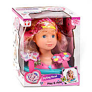 Манекен для зачісок та макіяжу (лялька-голова для зачісок, світловий ефект, з аксесуарами) YL 888 D, фото 3