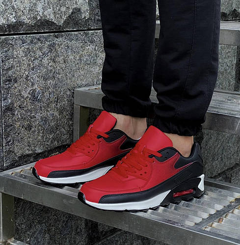 Купить Мужские кроссовки в стиле Nike Air Max 90 Красные с черным обувь ...