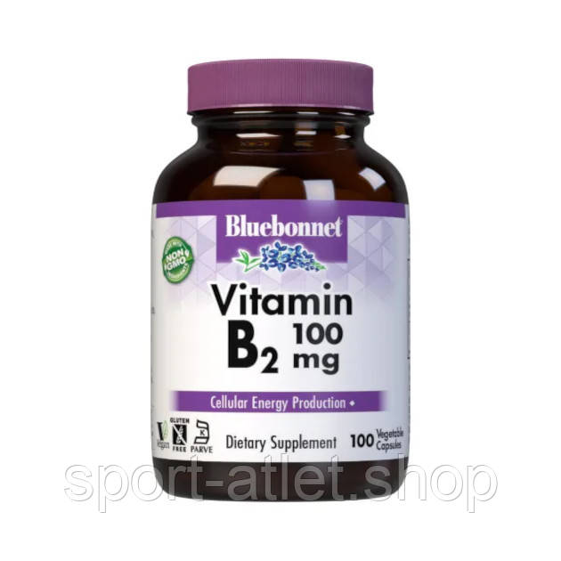 Вітаміни та мінерали Bluebonnet Nutrition Vitamin B2 100 mg, 100 вегакапсул