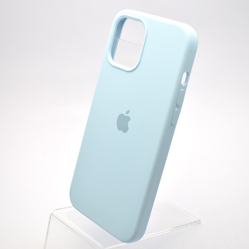 Чохол накладка Silicon Case Full Cover для iPhone 12 Pro Max Lilac Cream Блакитний, фото 3