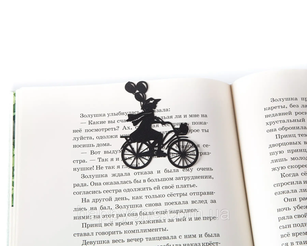 Закладка для книг "Дівчинка на велосипеді з кульками" (чорний)