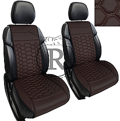 Преміум накидки на передні сидіння RINNEKO Коричнева Екошкіра Дизайн Соти 2 шт