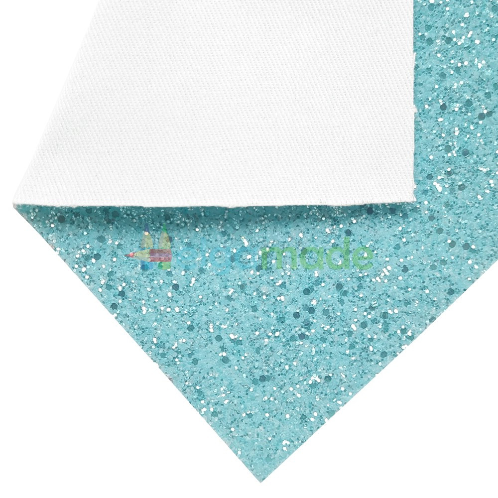 Кожзам з крупними блискітками АКВА зі сріблом, 20х26 см, Китай, фото 1