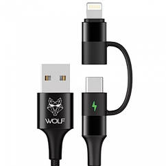 Зарядний кабель 2 в 1 Wolf 2 in 1 Charging Cable