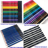 Акварельні, кольорові, вугільні та графітові олівці в одному наборі YOVER 72 шт. у метал. коробці, фото 3