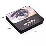 Акварельні, кольорові, вугільні та графітові олівці в одному наборі YOVER 72 шт. у метал. коробці, фото 5