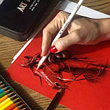 Акварельні, кольорові, вугільні та графітові олівці в одному наборі YOVER 72 шт. у метал. коробці, фото 7