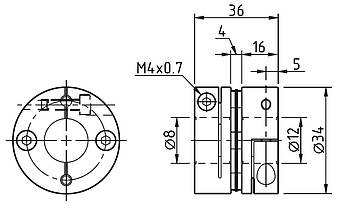Муфта з'єднувальна мембранна 8х12 мм CM1S-3436-8x12, гнучка безлюфтова муфта для з'єднання валів, фото 5