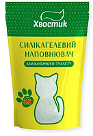 Силікагелевий наповнювач для котів 3.6 л / 1.35 кг Хвостик дрібний 0,5-2 мм із зеленими гранулами