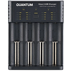 Універсальний зарядний пристрій для акумуляторів QUANTUM QM-BC4040 |4-slot/USB| Чорний