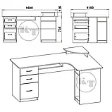 Комп'ютерний стіл кутовий Компаніт СУ-3 1600х1100х756 мм вільха, фото 2