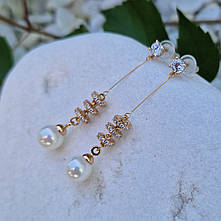 Серьги висюльки с жемчугом | Позолота 18к | Серьги XUPING | Медицинское ...