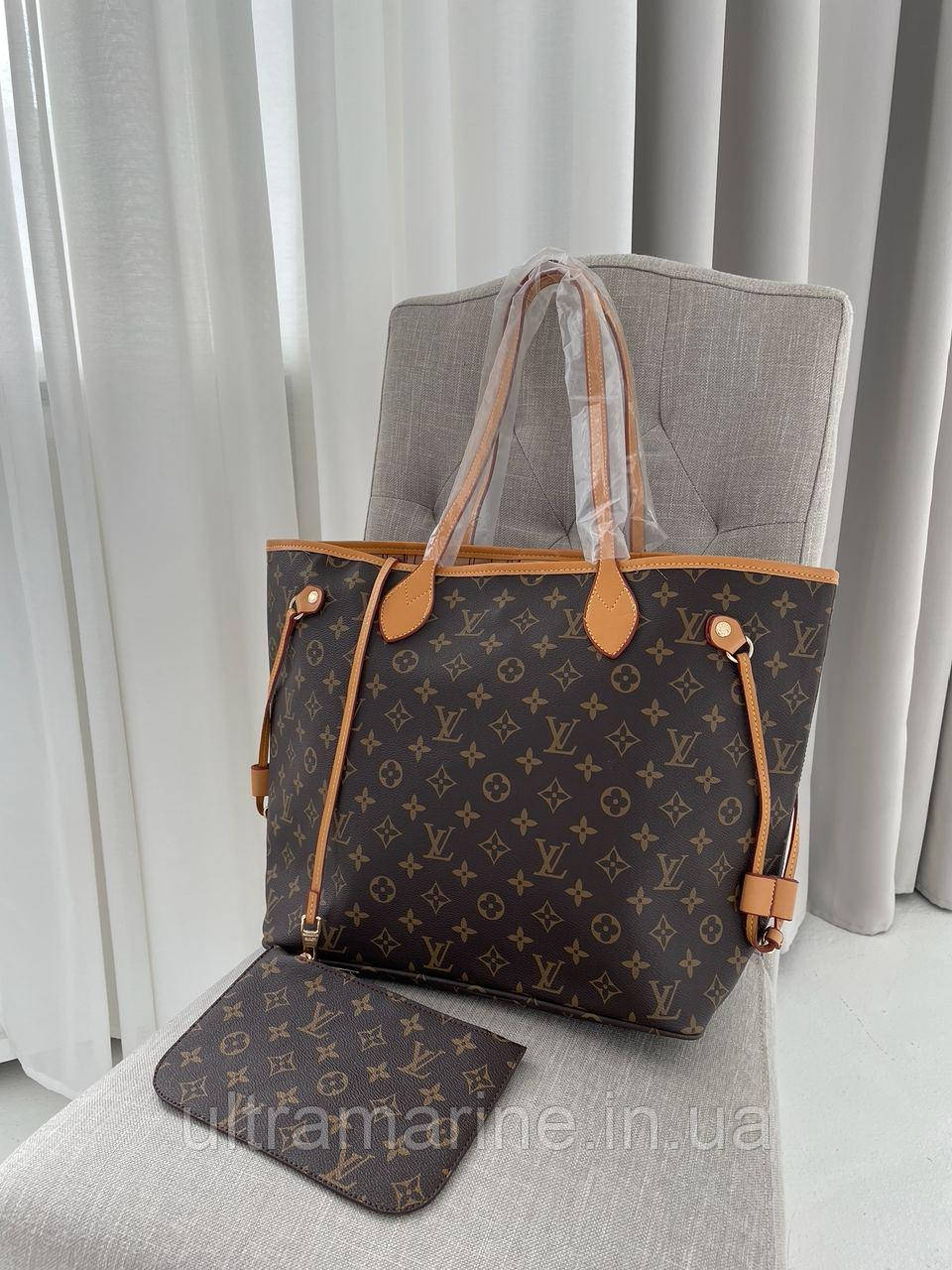 Сумка Жіноча Louis Vuitton Neverfull Brown Коричневого кольору Ручки коричневі