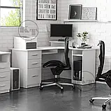 Письмовий кутовий стіл Компаніт СУ-3 офісний комп'ютерний 1600х1100х756 мм лдсп білого кольору німфея-альба, фото 3
