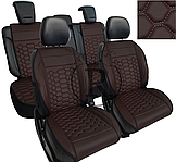Преміум накидки на сидіння RINNEKO Коричнева Екошкіра Дизайн Соти 5 шт
