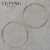 Сережки кільця Xuping Jewelry медичне золото золотистого кольору застібка булавка діаметр 6,5 см