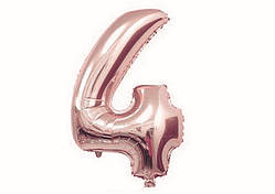Кулька цифри в індивіді упаковці, цифра 4, рожеве золото, 75см, в пак. 20*14см