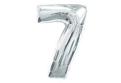 Кулька цифра 7, 45см, в індивідуальній упаковці, срібло, пак. 20*14см