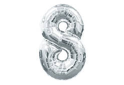Кулька цифра 8, 45см, в індивідуальній упаковці, срібло, пак. 20*14см