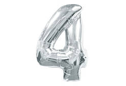 Кулька цифра 4, 45см, в індивідуальній упаковці, срібло, пак. 20*14см