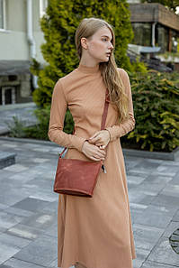 Жіноча шкіряна сумка Елліс ХЛ, натуральна вінтажна шкіра, колір коричневий, відтінок Коньяк