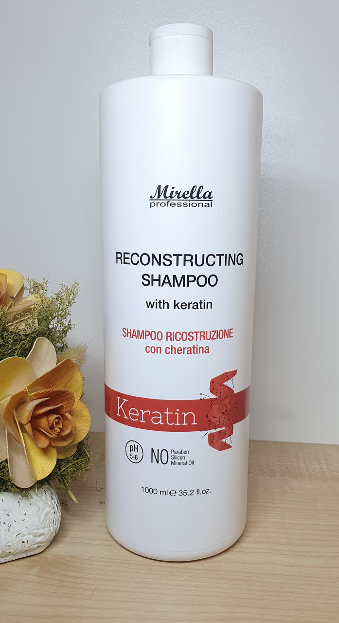 Відновлюючий шампунь з кератином PH 5-6 Mirella Hair Care Reconstructing Shampoo,1000 мл