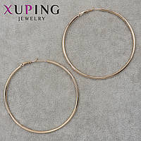 Серьги кольца Xuping Jewelry медицинское золото золотистого цвета застёжка булавка диаметр 6,5 см