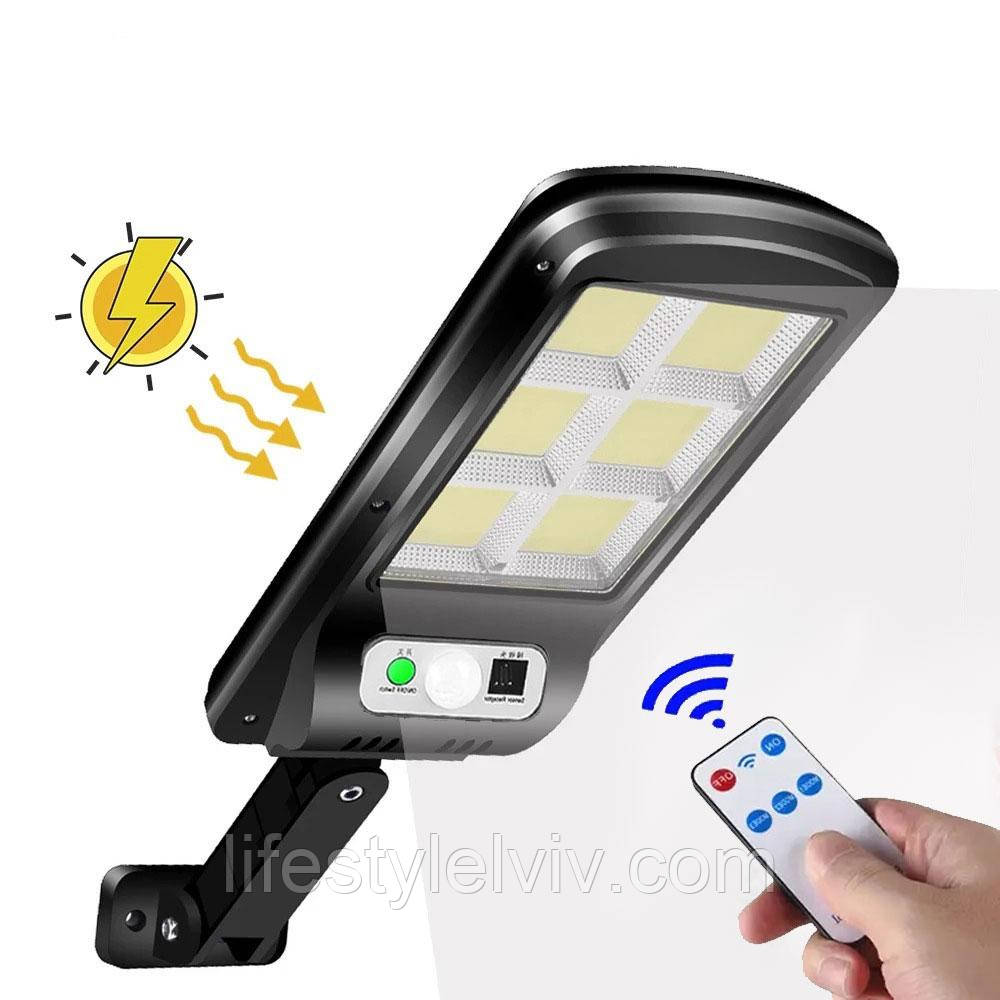 Ліхтар на сонячній батареї Solar Light BL BK120-6COB / Вуличний ліхтар з пультом дистанційного керування / Світильник на вулицю, фото 1
