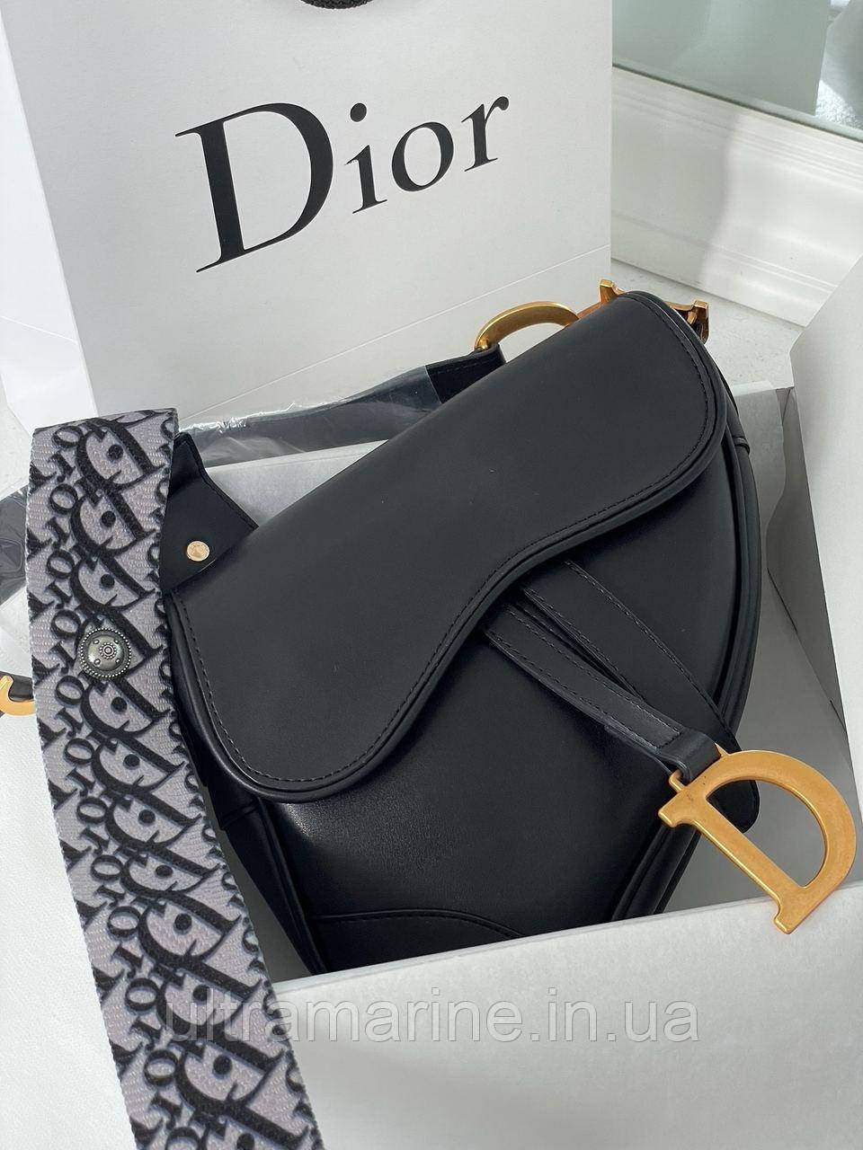 Сумка Christian Dior Saddle Black чорна еко-шкіра Діор Сідло