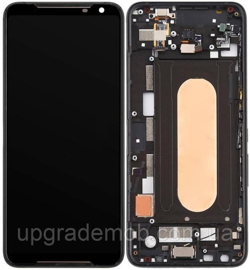 Дисплей модуль тачскрин Asus ROG Phone 2 ZS660KL чорний Amoled оригінал з рамкою, фото 1