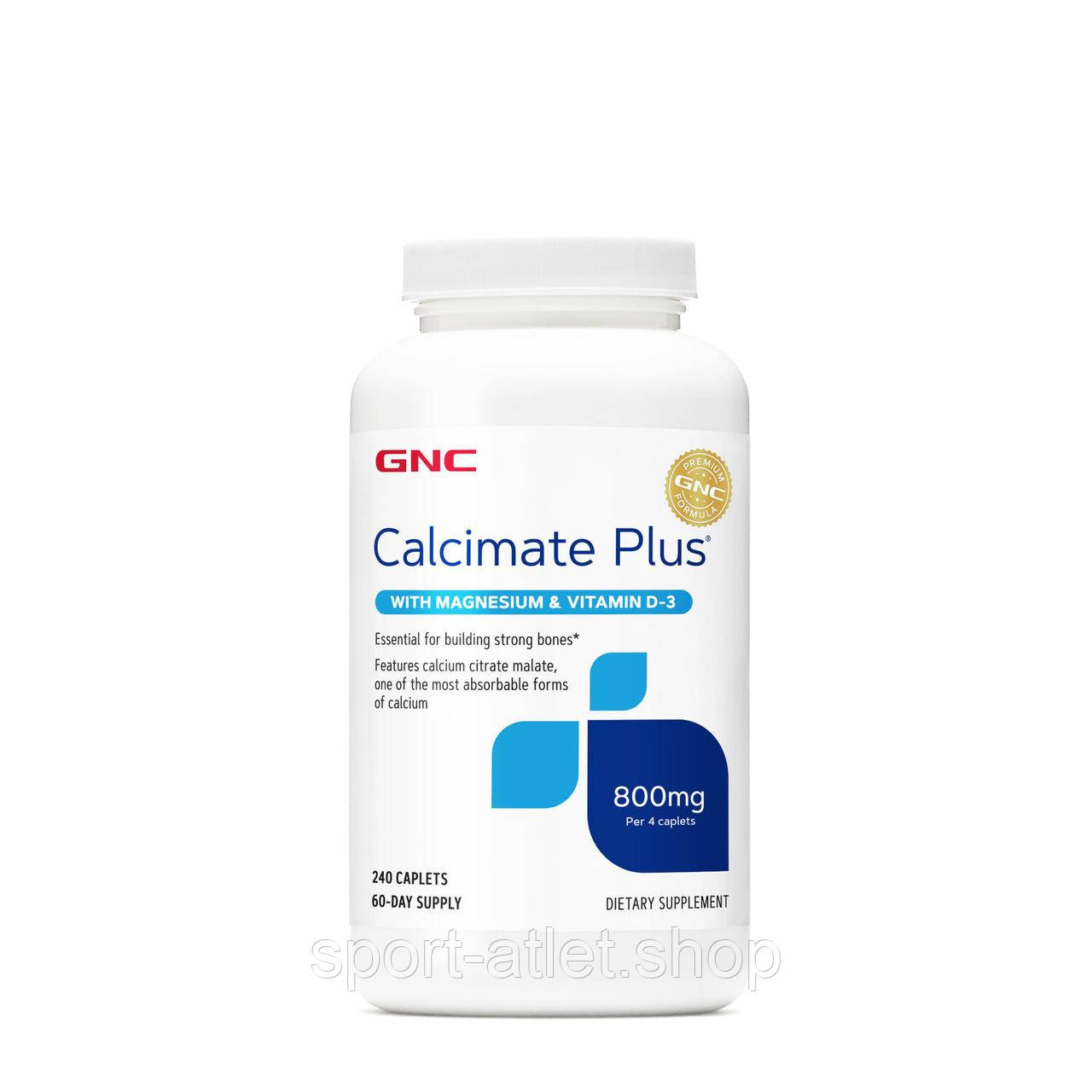 Вітаміни та мінерали GNC Calcimate Plus Magnesium & Vitamin D-3 800mg, 240 каплет