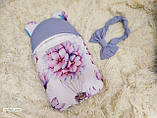 Теплий комбінезон + спальник для новонароджених дівчаток, квітковий принт, фото 4