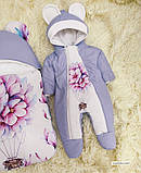 Теплий комбінезон + спальник для новонароджених дівчаток, квітковий принт, фото 7