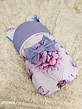 Теплий комбінезон + спальник для новонароджених дівчаток, квітковий принт, фото 3