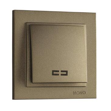 Вимикач одноклавішний з підсвічуванням Mono Electric DESPINA бронза, фото 1