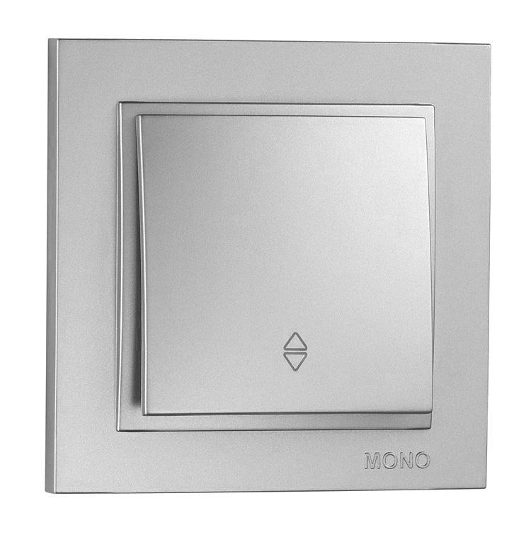 Вимикач одноклавішний прохідний Mono Electric DESPINA Срібло, Сірий, фото 1