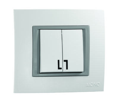 Вимикач подвійний з підсвічуванням білий Mono Electric MONTE, фото 1