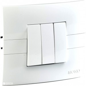 Вимикач потрійний Mono Electric, ECO (білий зі вставкою), фото 1