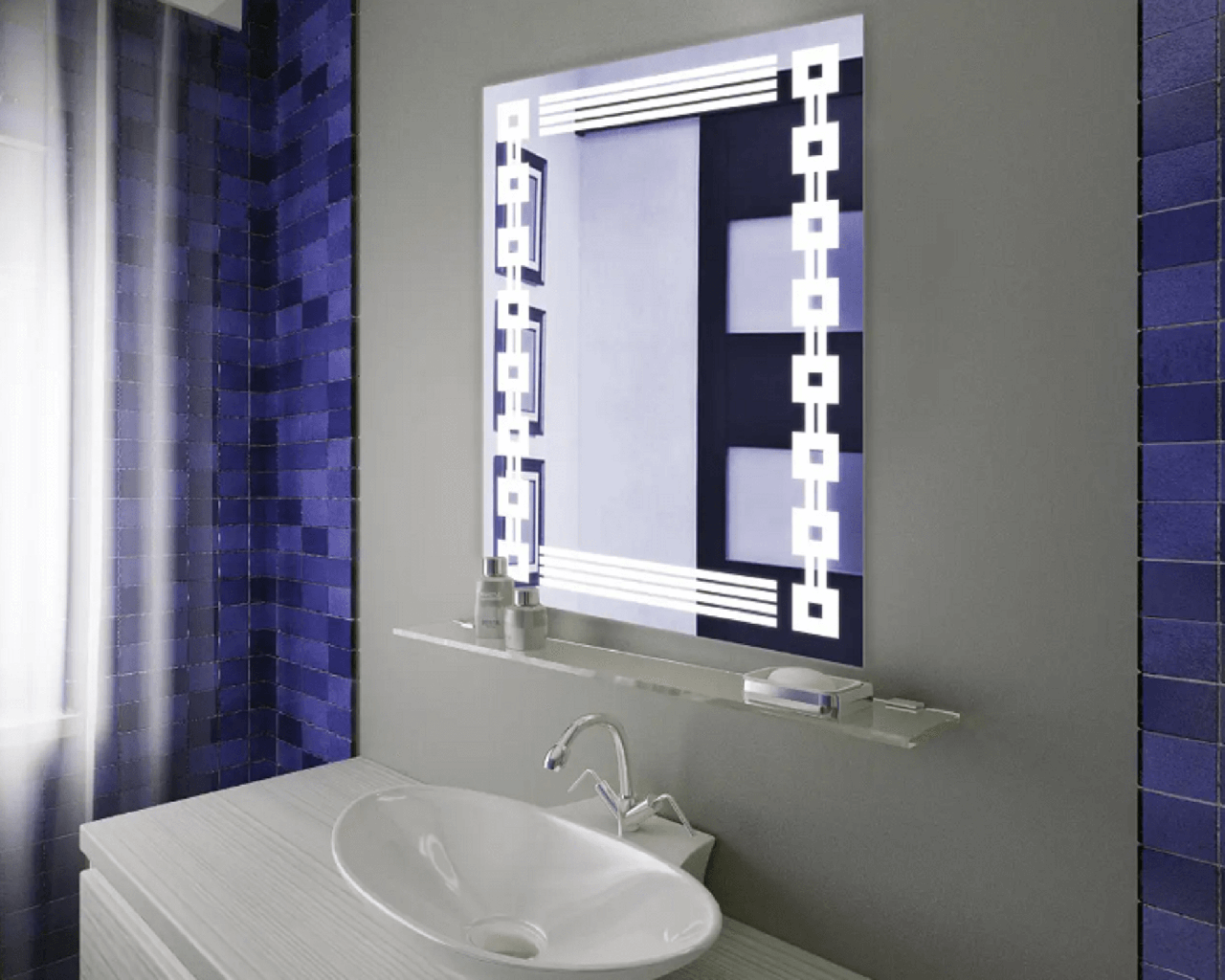 Дзеркало LED (60*80*2,5см) vz-d10 з полицею на кроншейнах